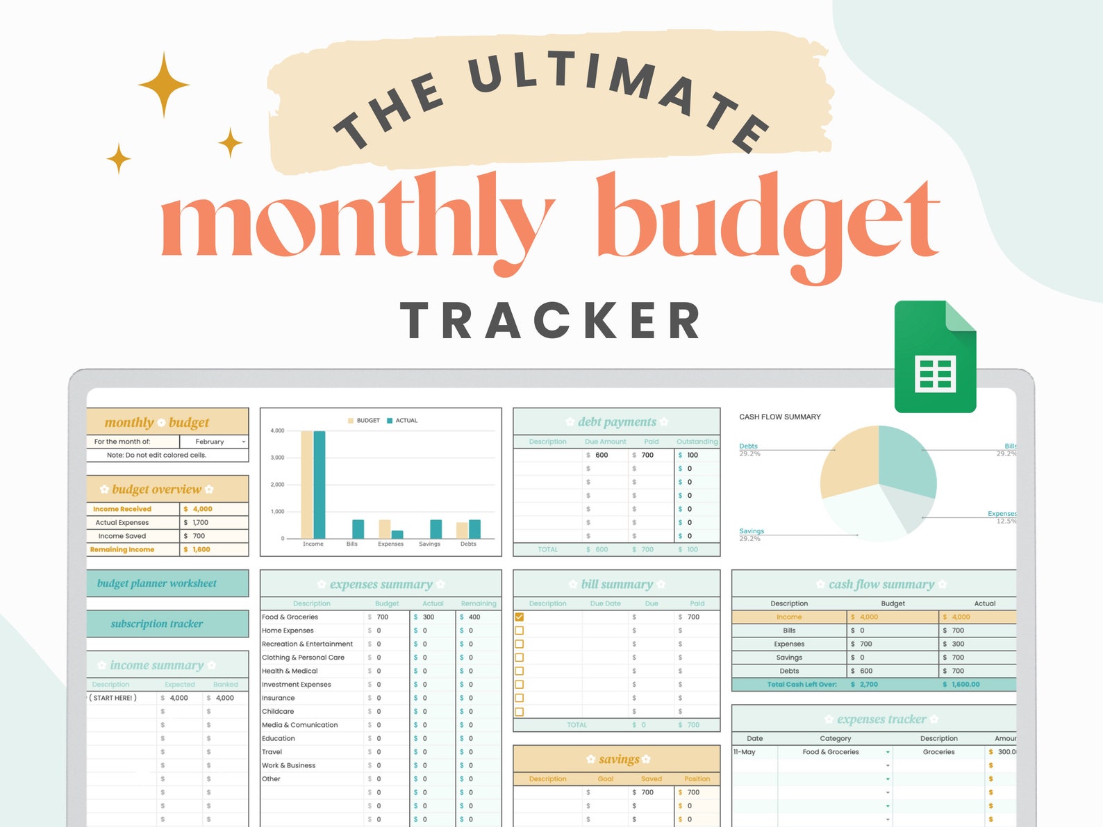 Yellow & Blue Monthly Budget Spreadsheet for Google Sheets – Career Creative yellow-blue-monthly-budget-spreadsheet-for-google-sheets-career-creative