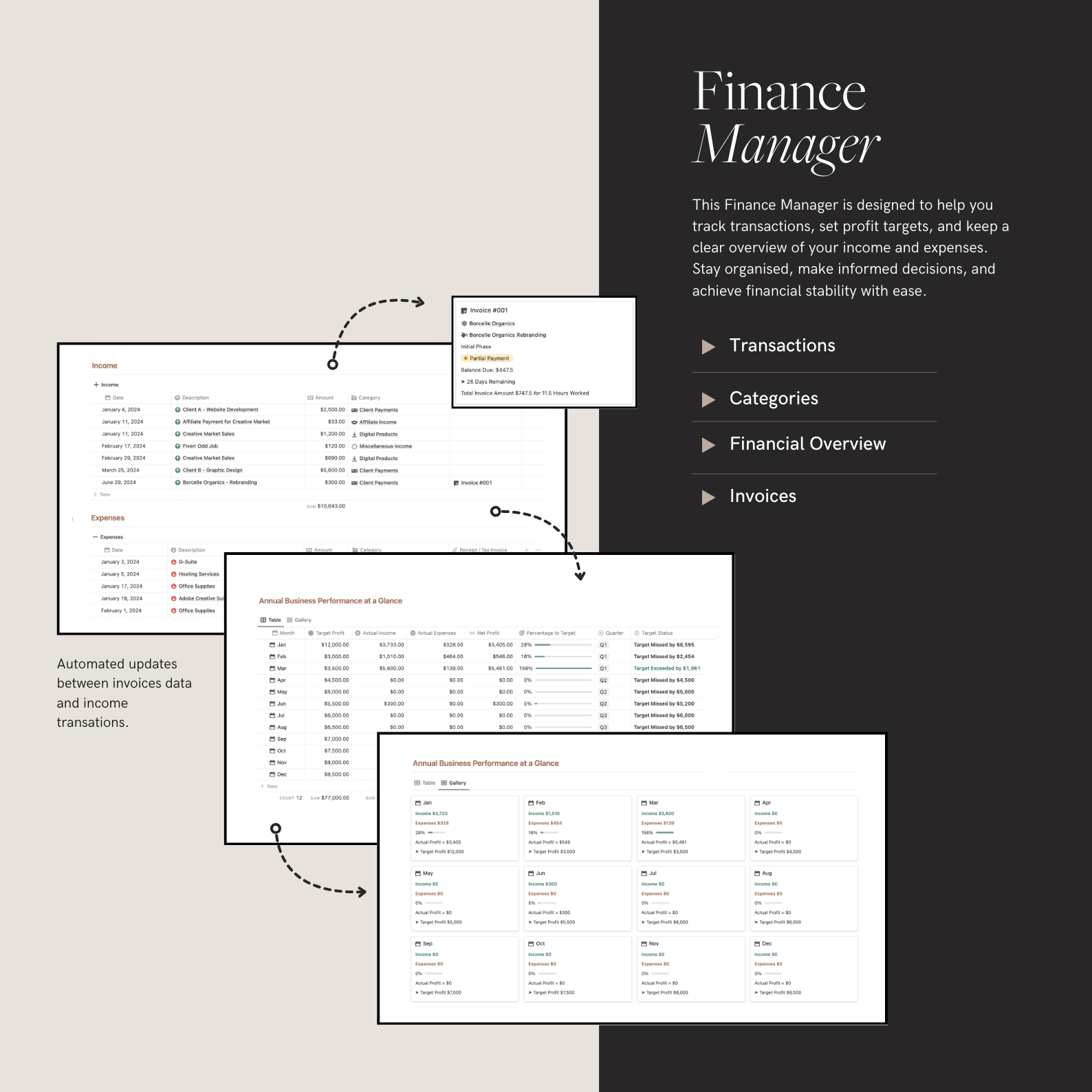 Freelancer Notion Template and Service Based Business Dashboard and Work Planner, Project Management System, Client Tracker