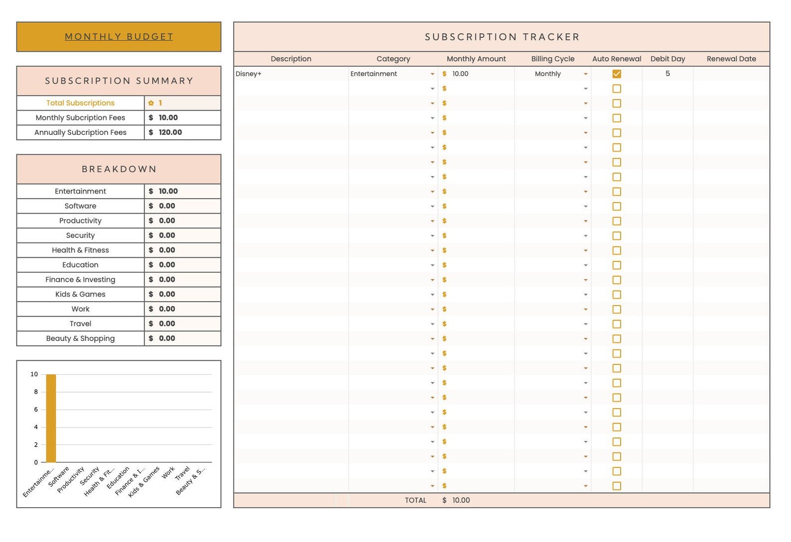 Boho Monthly Budget Spreadsheet for Google Sheets - Career Creative