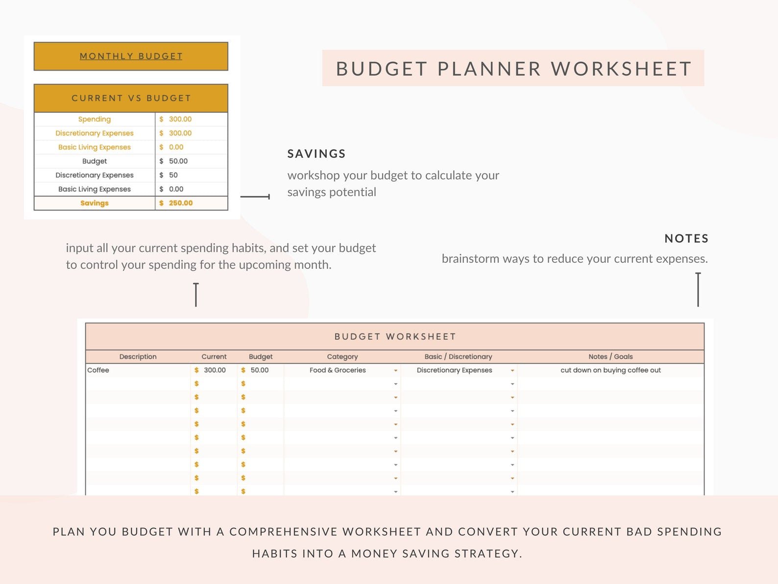 Boho Monthly Budget Spreadsheet for Google Sheets - Career Creative