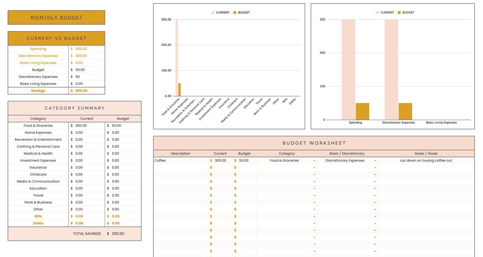 Boho Monthly Budget Spreadsheet for Google Sheets - Career Creative