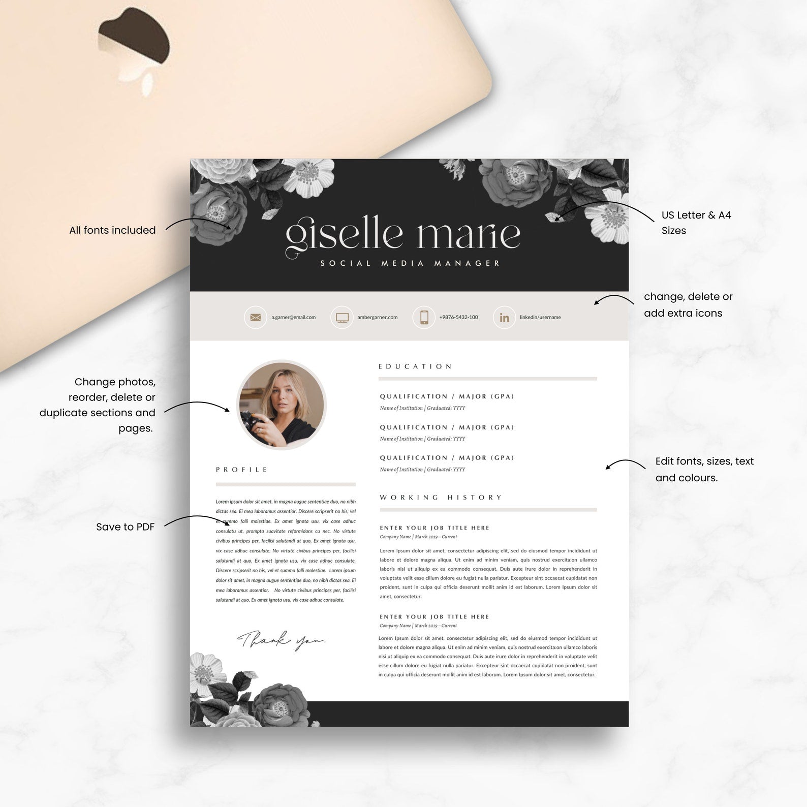 Creative Resume Template for Canva - Career Creative