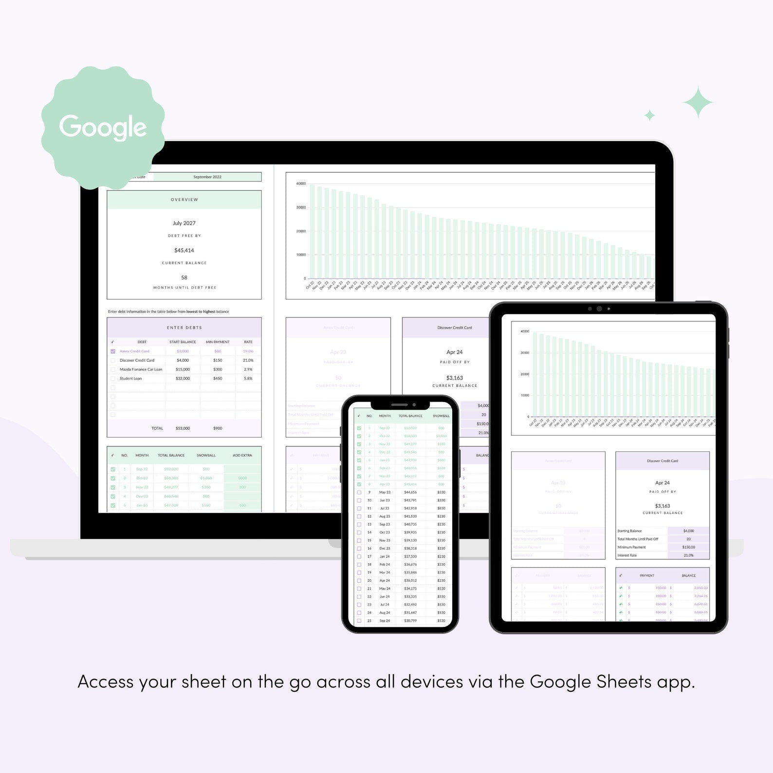 Debt Free Snowball Calculator for Google Sheets - Career Creative