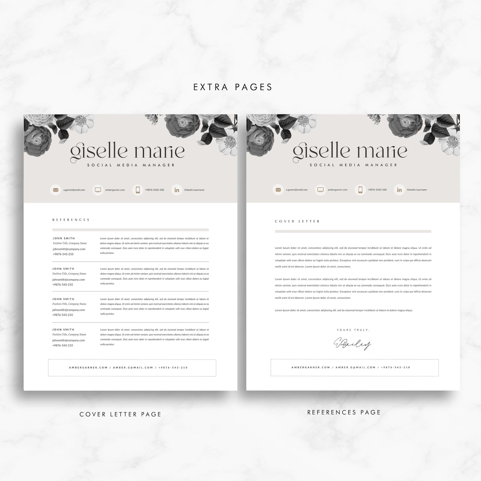 Floral Beige Resume Template for Canva - Career Creative