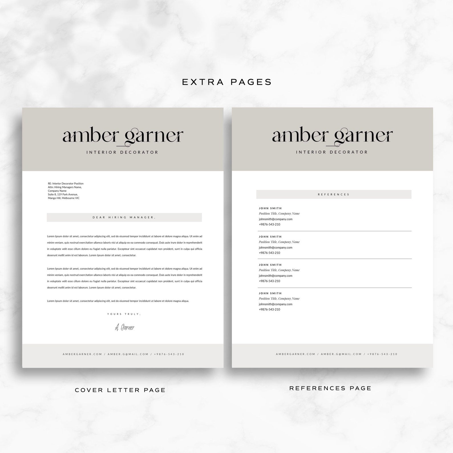 Feminine Beige Two Page Canva Resume & Cover Letter Template