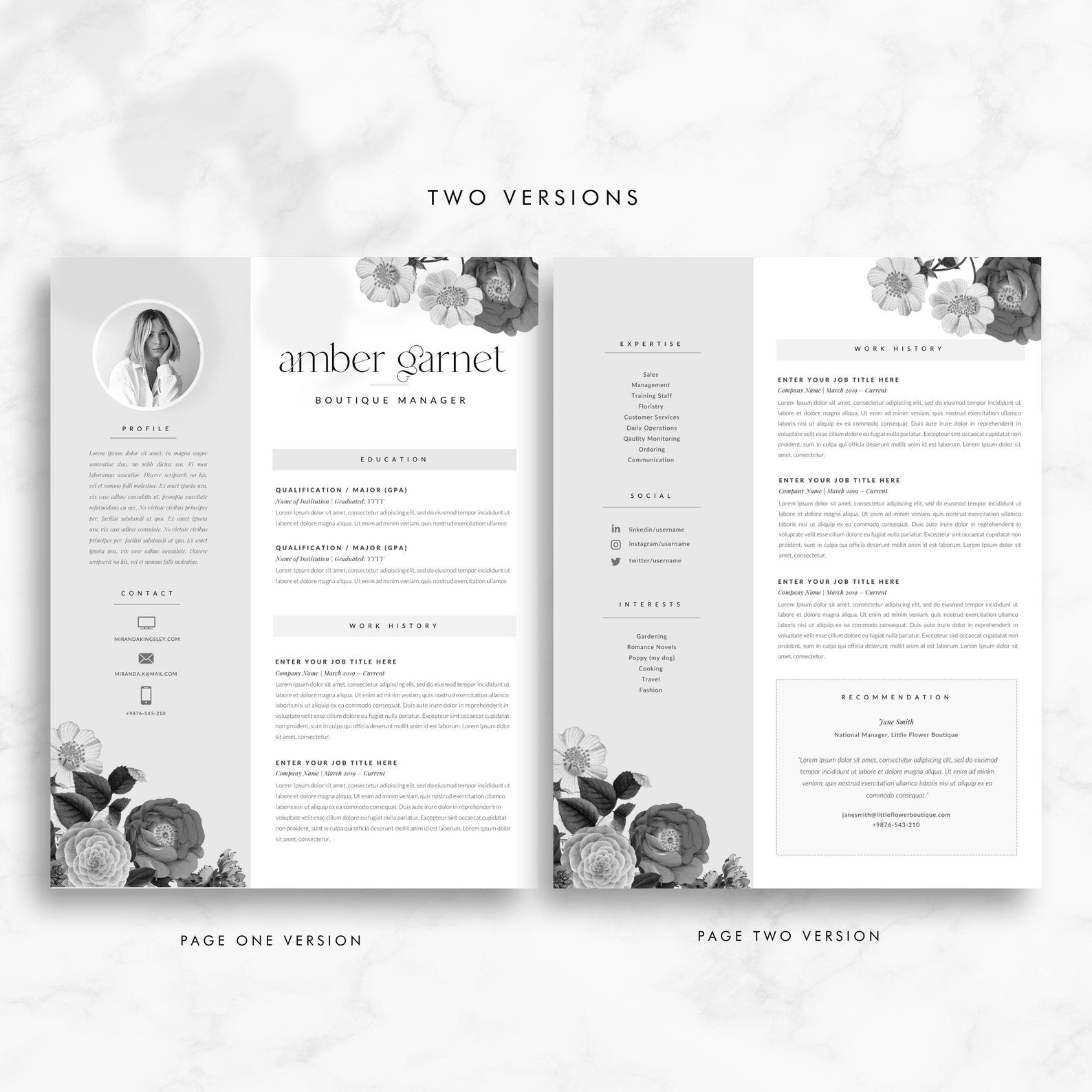 Pretty Resume Template for Canva - Career Creative