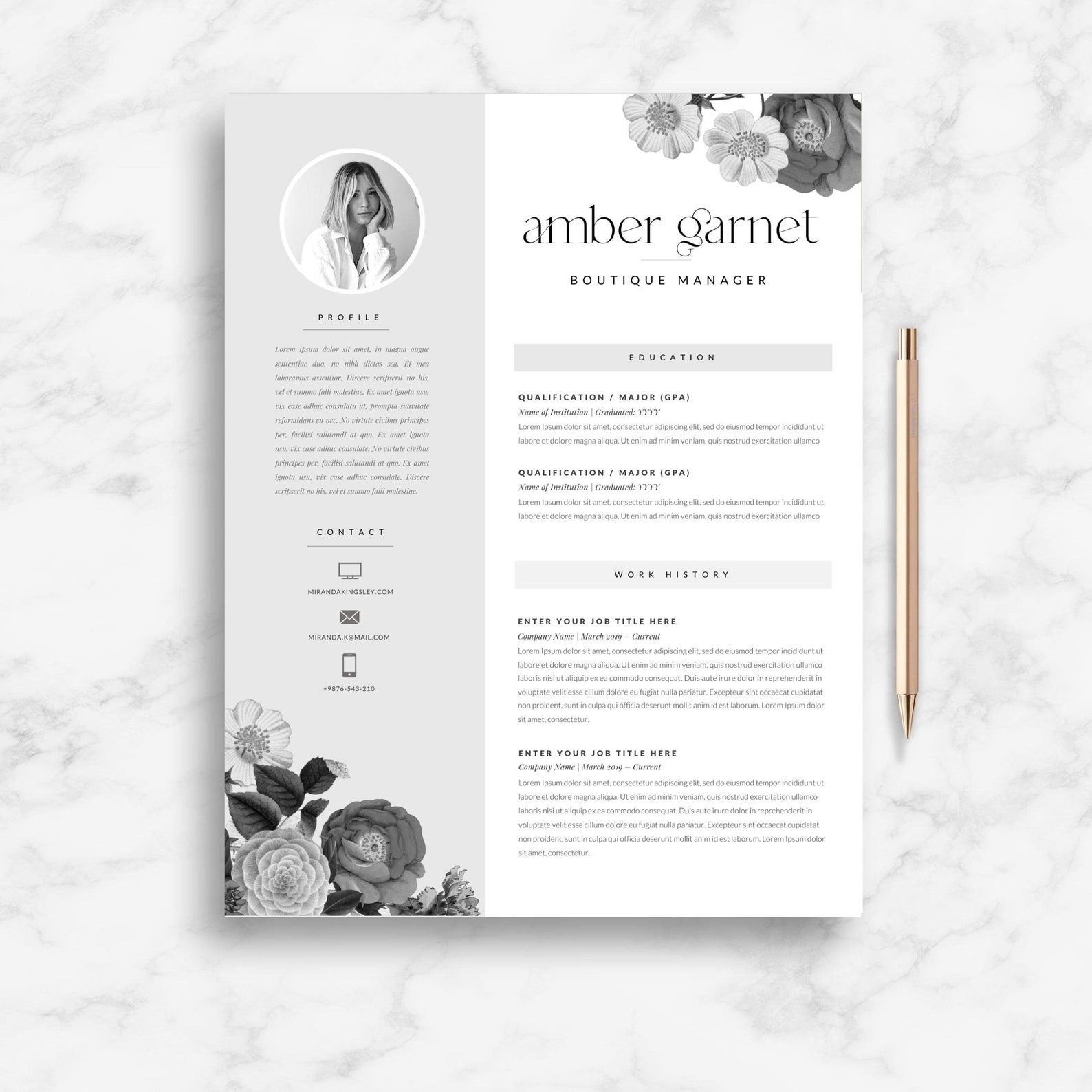 Pretty Resume Template for Canva - Career Creative