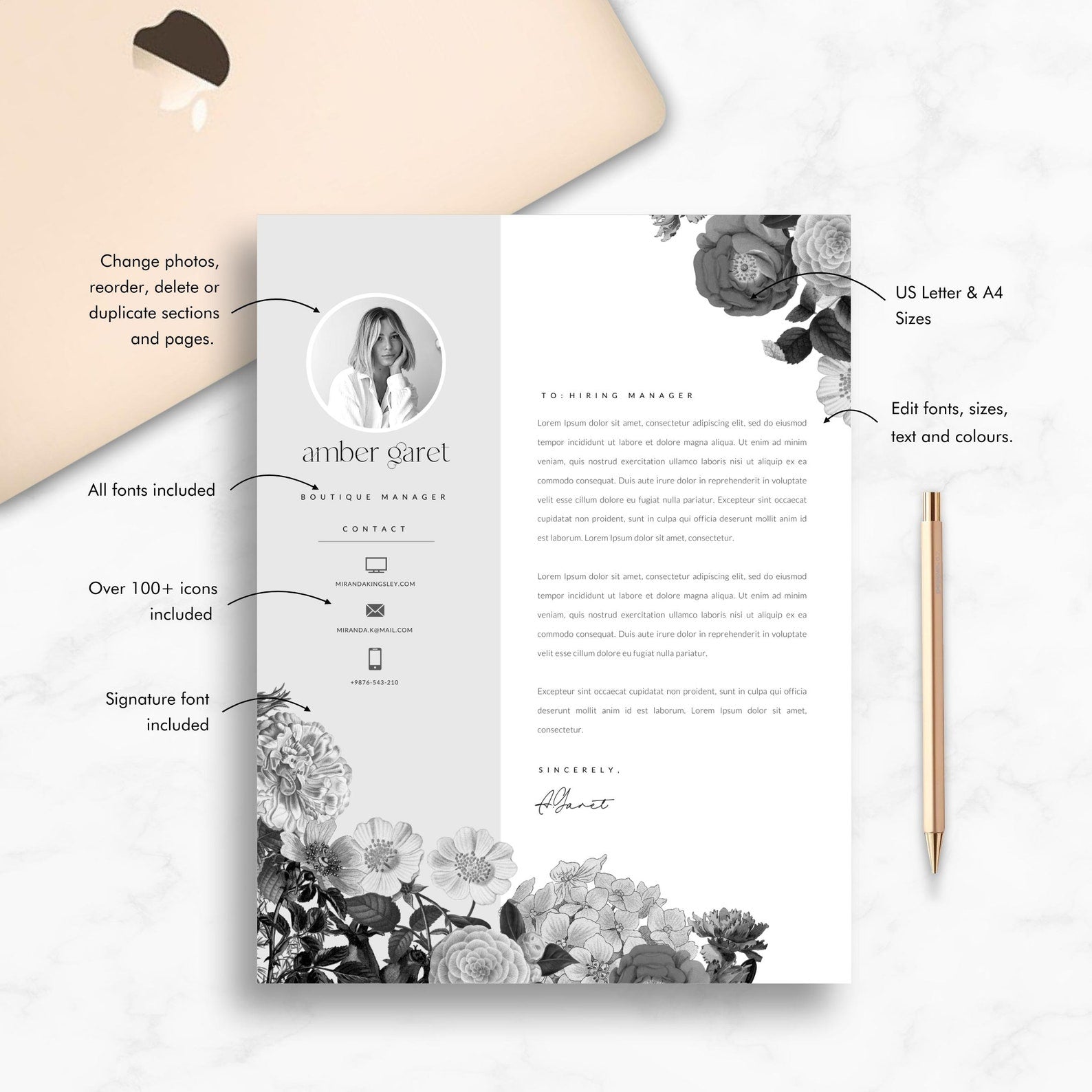 Pretty Resume Template for Canva - Career Creative