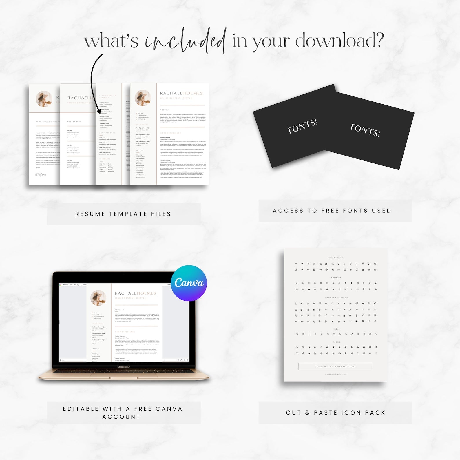 Rose Gold Resume Template for Canva - Career Creative