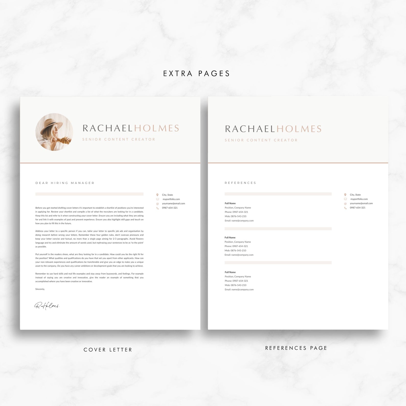 Rose Gold Resume Template for Canva - Career Creative