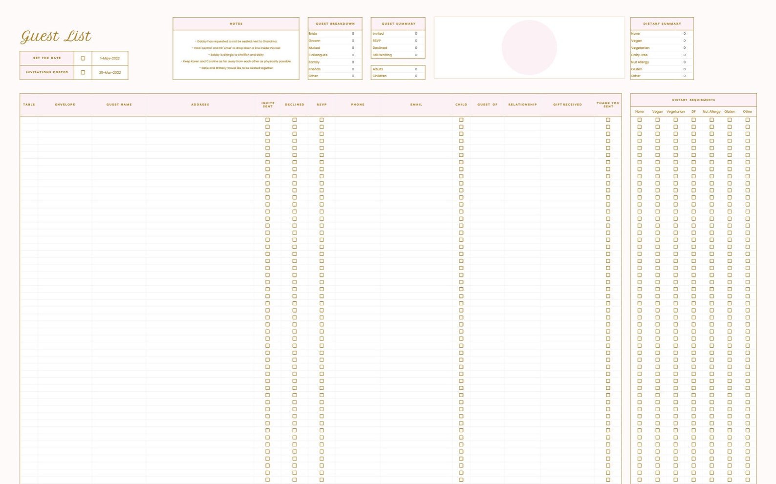 Wedding Budget Planner for Google Sheets - Career Creative