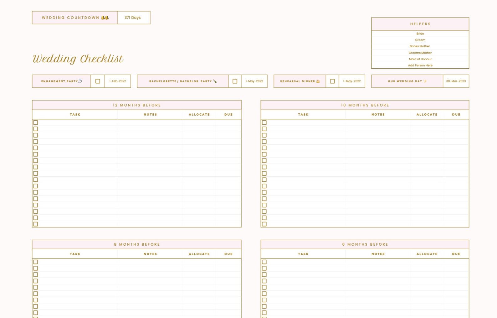 Wedding Budget Planner for Google Sheets - Career Creative