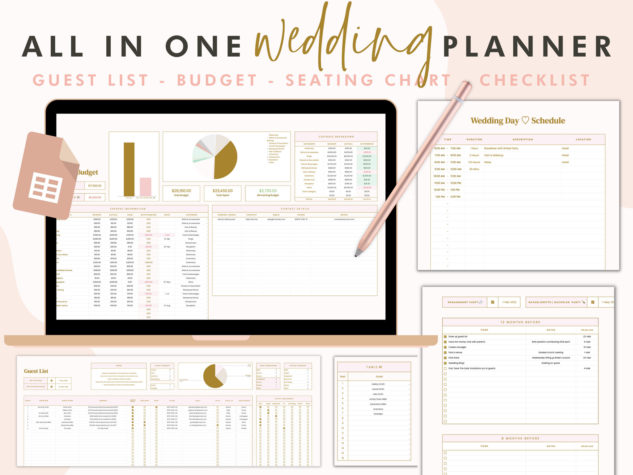 Wedding Budget Planner for Google Sheets