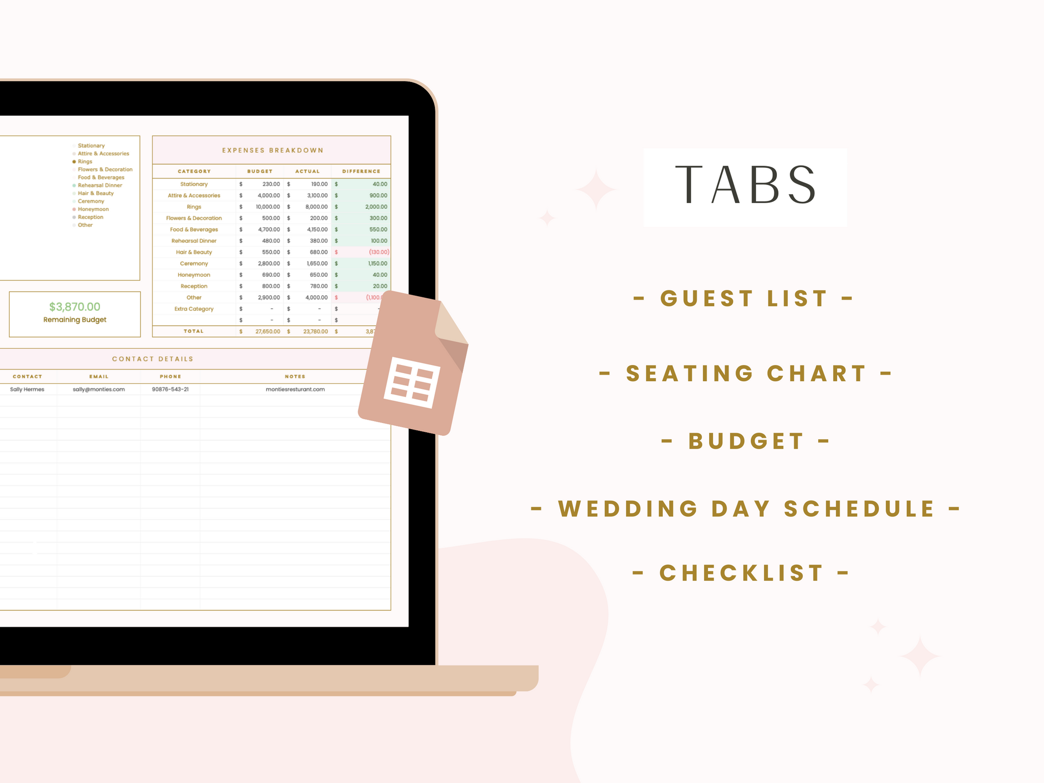 Wedding Budget Planner for Google Sheets